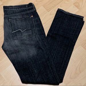 7 For All Mankind Black Wash Straight Jeans 32x33